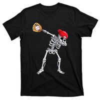 Dabbing Skeleton Baseball Halloween Player Catcher Pitcher T-Shirt