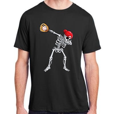 Dabbing Skeleton Baseball Halloween Player Catcher Pitcher Adult ChromaSoft Performance T-Shirt