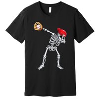 Dabbing Skeleton Baseball Halloween Player Catcher Pitcher Premium T-Shirt