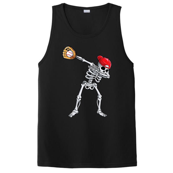 Dabbing Skeleton Baseball Halloween Player Catcher Pitcher PosiCharge Competitor Tank