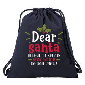 Dear Santa Before I Explain Drawstring Bag