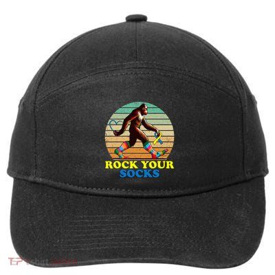 Down Syndrome Bigfoot Rock Your Socks Awareness Sasquatch 7-Panel Snapback Hat