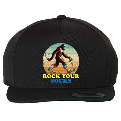 Down Syndrome Bigfoot Rock Your Socks Awareness Sasquatch Wool Snapback Cap