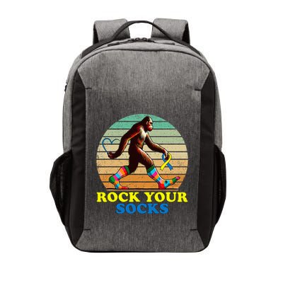 Down Syndrome Bigfoot Rock Your Socks Awareness Sasquatch Vector Backpack