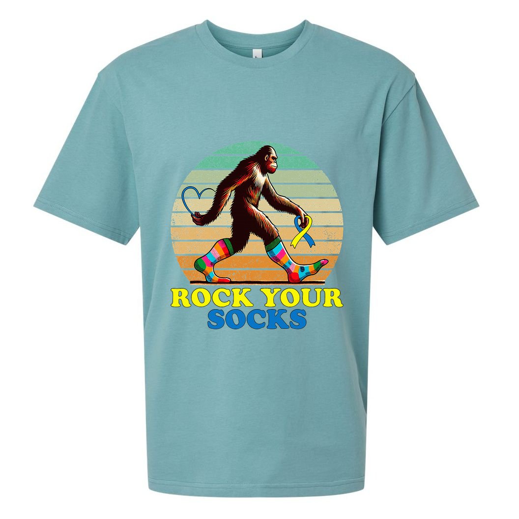 Down Syndrome Bigfoot Rock Your Socks Awareness Sasquatch Sueded Cloud Jersey T-Shirt