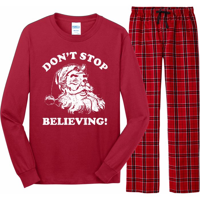 Dont Stop Believing Santa Claus Christmasvintage Long Sleeve Pajama Set