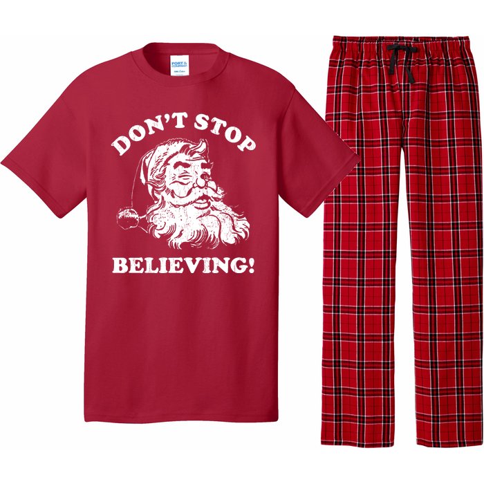 Dont Stop Believing Santa Claus Christmasvintage Pajama Set