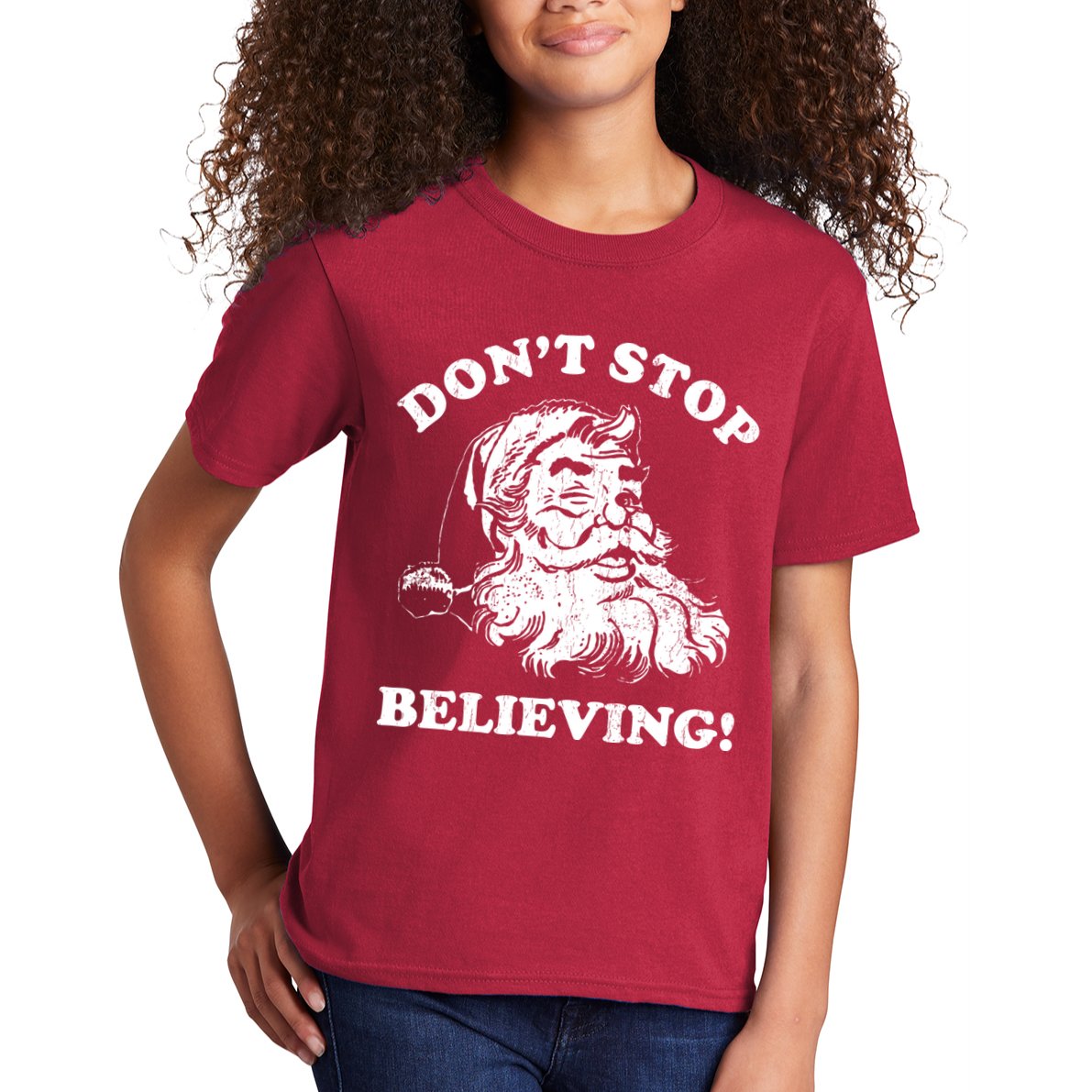 Dont Stop Believing Santa Claus Christmasvintage Kids T-Shirt