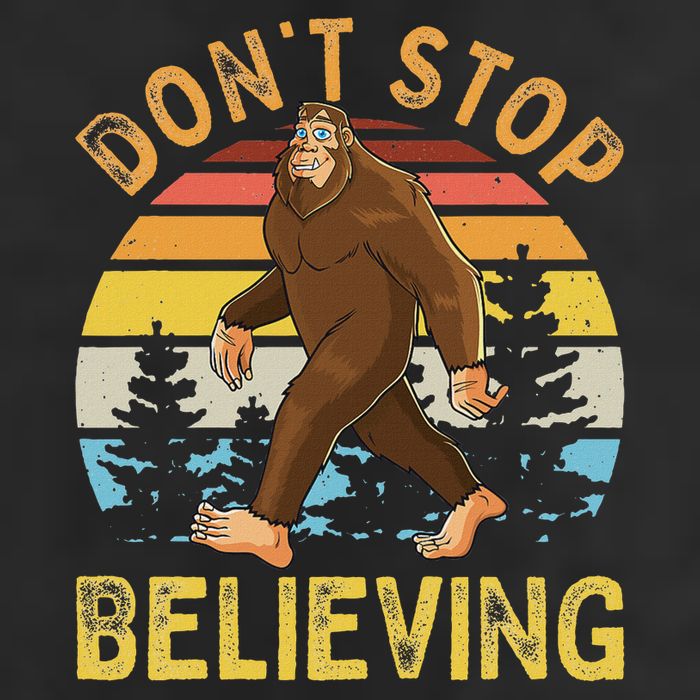 Don't Stop Believing Funny Bigfoot Women 7 Panel Mesh Trucker Snapback Hat