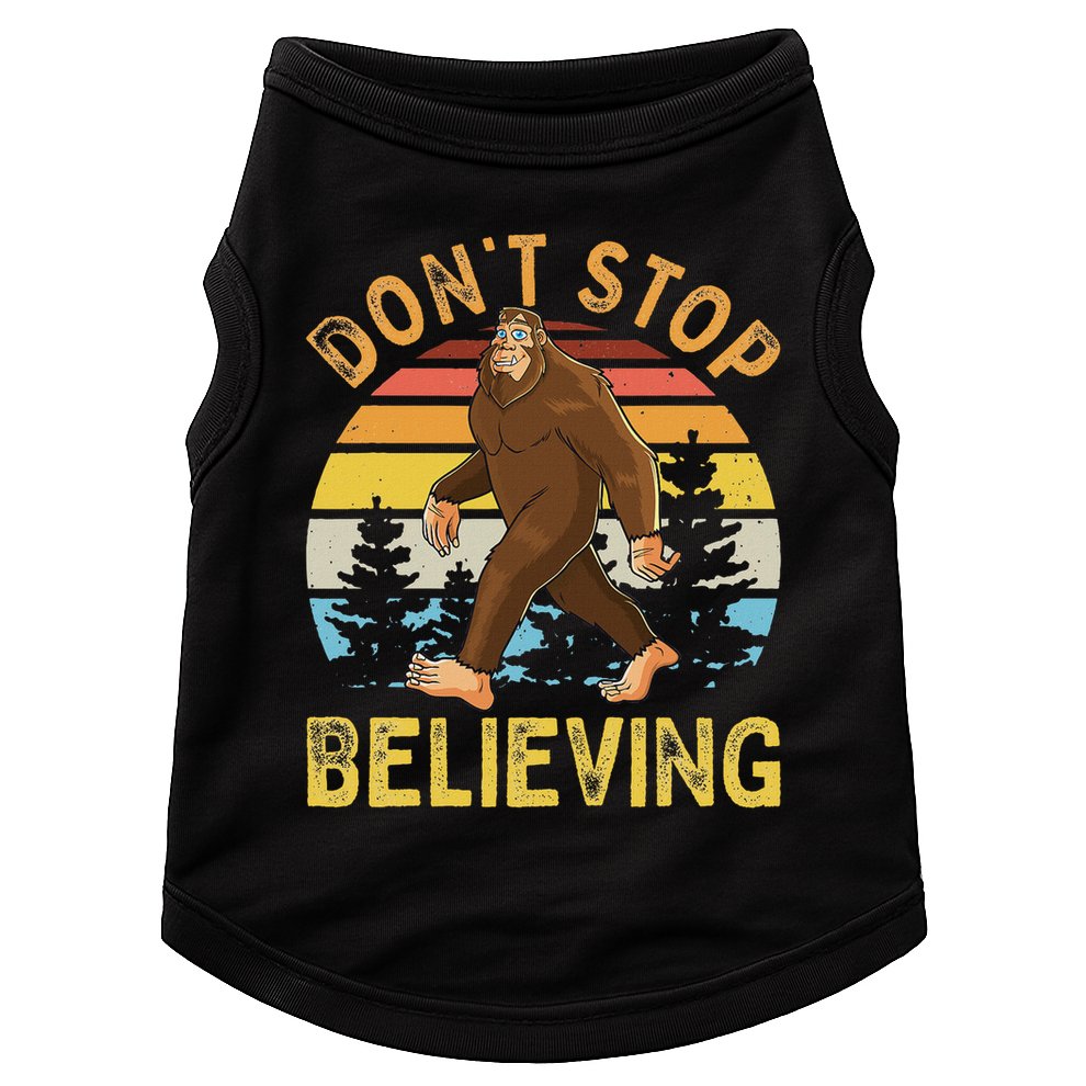Don't Stop Believing Funny Bigfoot Women Doggie Tank