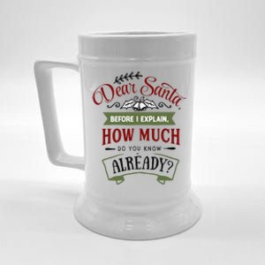 Dear Santa Before I Explain How Much Do You Know Already Beer Stein