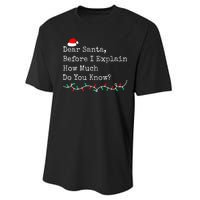 Dear Santa Before I Explain How Much Do You Know Christmas Performance Sprint T-Shirt