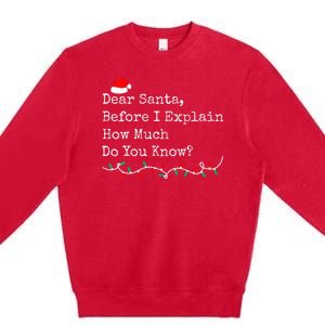 Dear Santa Before I Explain How Much Do You Know Christmas Premium Crewneck Sweatshirt