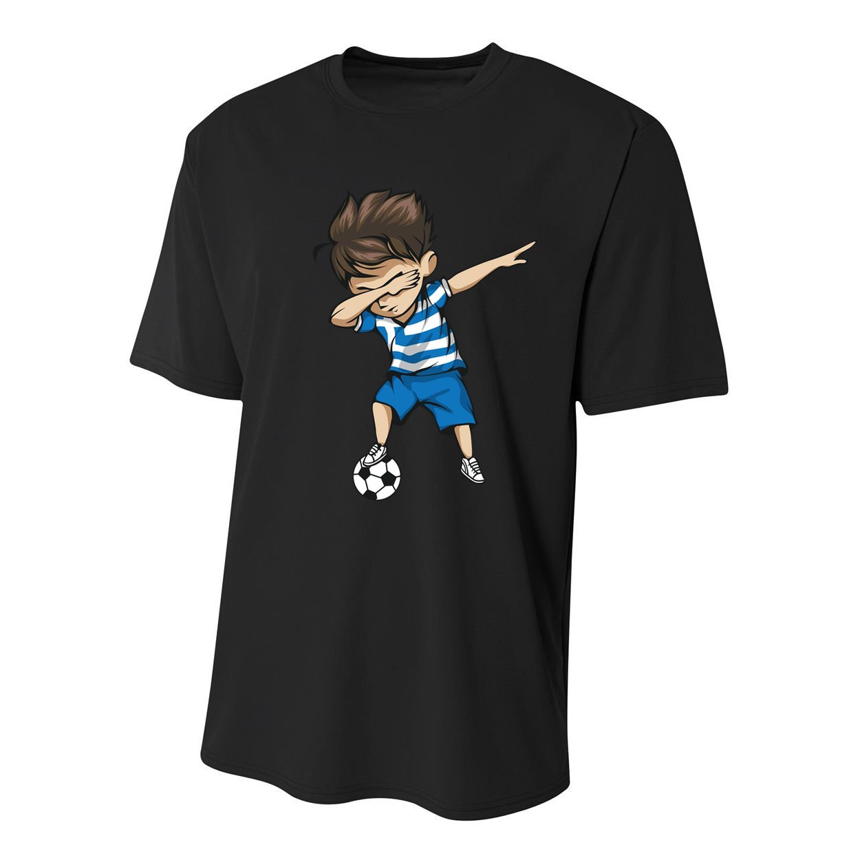 Dabbing Soccer Boy Greece Youth Performance Sprint T-Shirt
