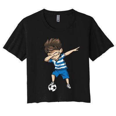 Dabbing Soccer Boy Greece Women's Crop Top Tee