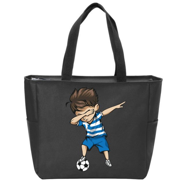 Dabbing Soccer Boy Greece Zip Tote Bag