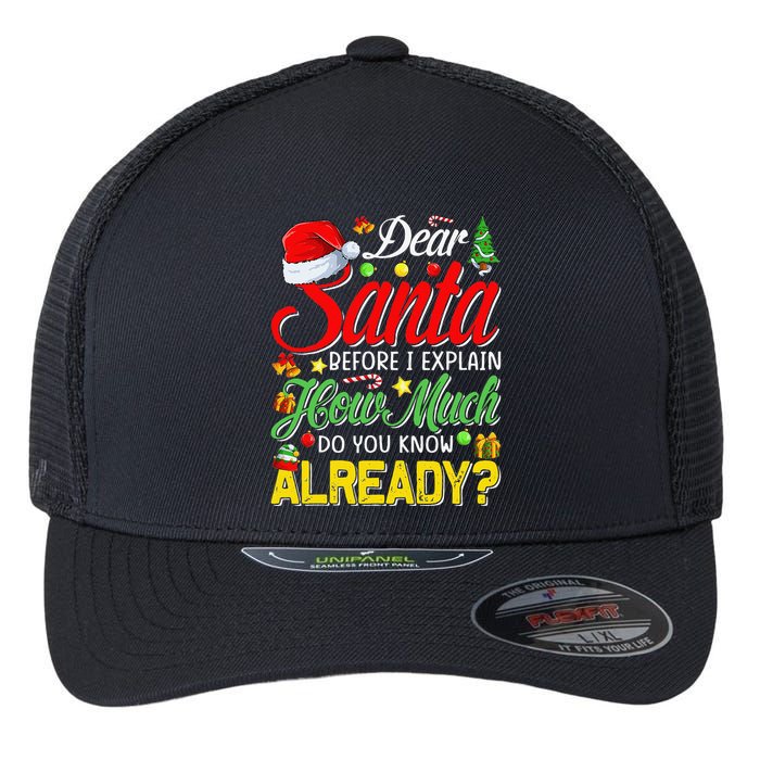 Dear Santa Before I Explain How Much Do You Know Already Flexfit Unipanel Trucker Cap