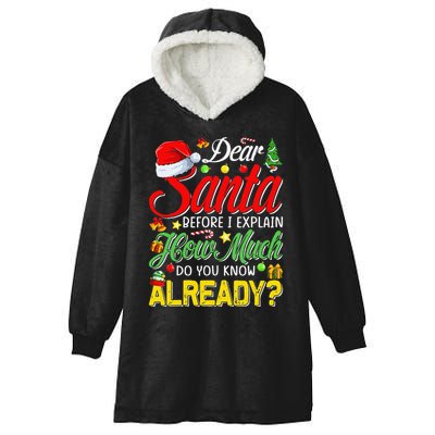 Dear Santa Before I Explain How Much Do You Know Already Hooded Wearable Blanket