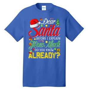 Dear Santa Before I Explain How Much Do You Know Already Tall T-Shirt