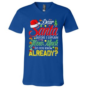 Dear Santa Before I Explain How Much Do You Know Already V-Neck T-Shirt