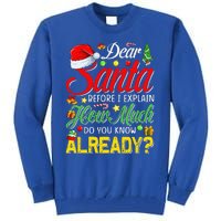 Dear Santa Before I Explain How Much Do You Know Already Tall Sweatshirt