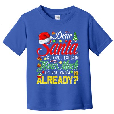 Dear Santa Before I Explain How Much Do You Know Already Toddler T-Shirt