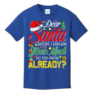 Dear Santa Before I Explain How Much Do You Know Already Kids T-Shirt