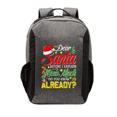 Dear Santa Before I Explain How Much Do You Know Already Vector Backpack