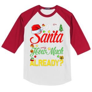 Dear Santa Before I Explain How Much Do You Know Already Kids Colorblock Raglan Jersey