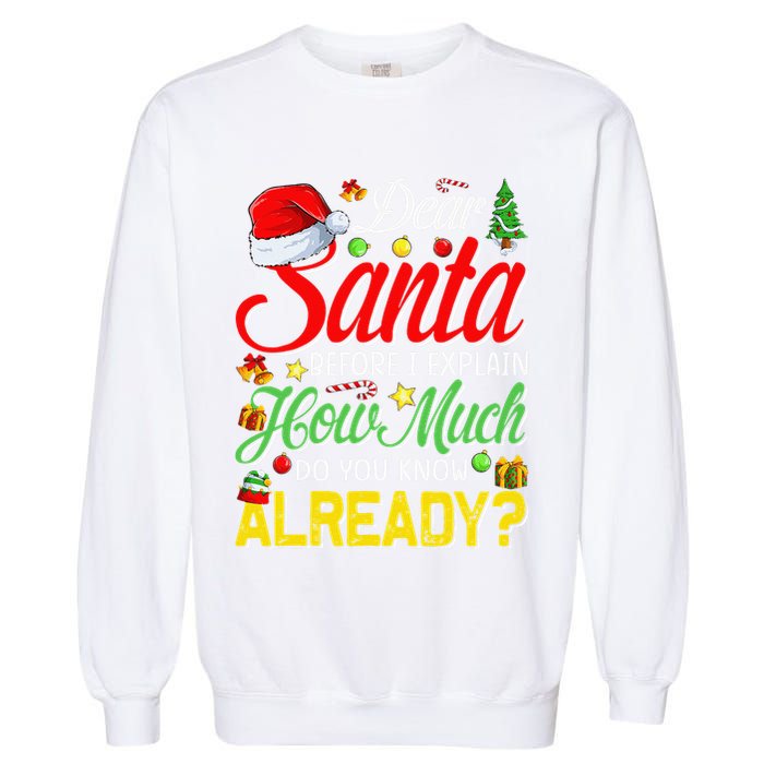 Dear Santa Before I Explain How Much Do You Know Already Garment-Dyed Sweatshirt