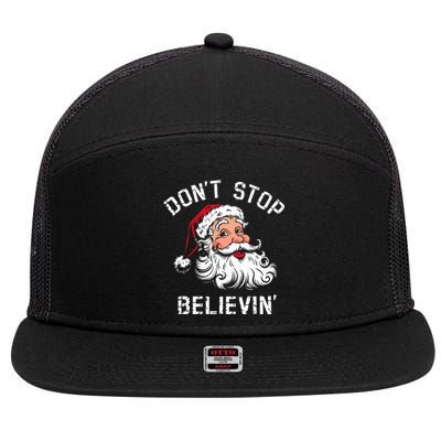 DonT Stop Believing Christmas Vintage Santa Funny Xmas 7 Panel Mesh Trucker Snapback Hat