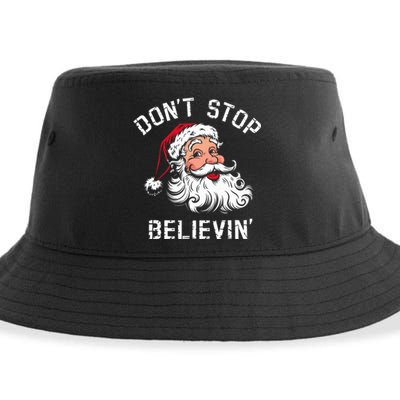 DonT Stop Believing Christmas Vintage Santa Funny Xmas Sustainable Bucket Hat