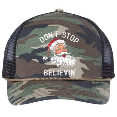 DonT Stop Believing Christmas Vintage Santa Funny Xmas Retro Rope Trucker Hat Cap