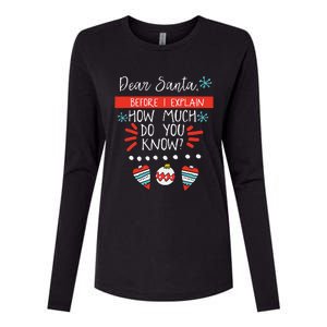 Dear Santa Before I Explain How Much Do You Know Christmas Gift Womens Cotton Relaxed Long Sleeve T-Shirt