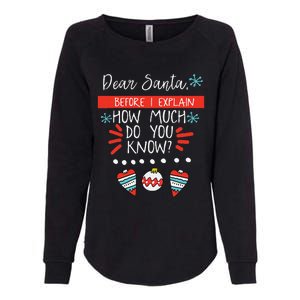 Dear Santa Before I Explain How Much Do You Know Christmas Gift Womens California Wash Sweatshirt