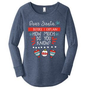 Dear Santa Before I Explain How Much Do You Know Christmas Gift Women's Perfect Tri Tunic Long Sleeve Shirt