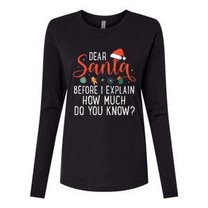 Dear Santa Before I Explain How Much Do You Know Christmas Womens Cotton Relaxed Long Sleeve T-Shirt