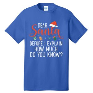 Dear Santa Before I Explain How Much Do You Know Christmas Tall T-Shirt