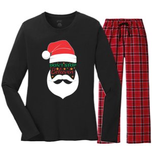 Dont Stop Believing Cute Santa Gift Women's Long Sleeve Flannel Pajama Set 