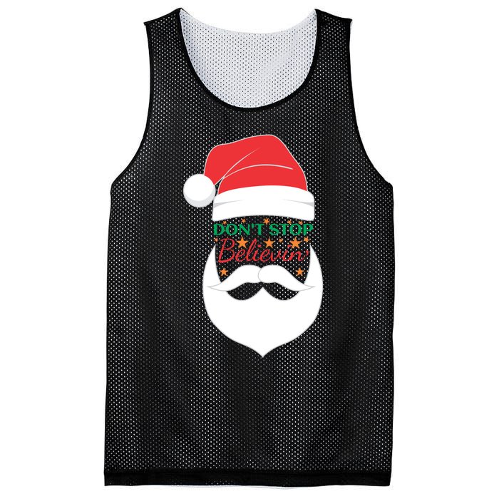 Dont Stop Believing Cute Santa Gift Mesh Reversible Basketball Jersey Tank