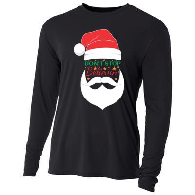 Dont Stop Believing Cute Santa Gift Cooling Performance Long Sleeve Crew