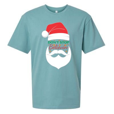 Dont Stop Believing Cute Santa Gift Sueded Cloud Jersey T-Shirt