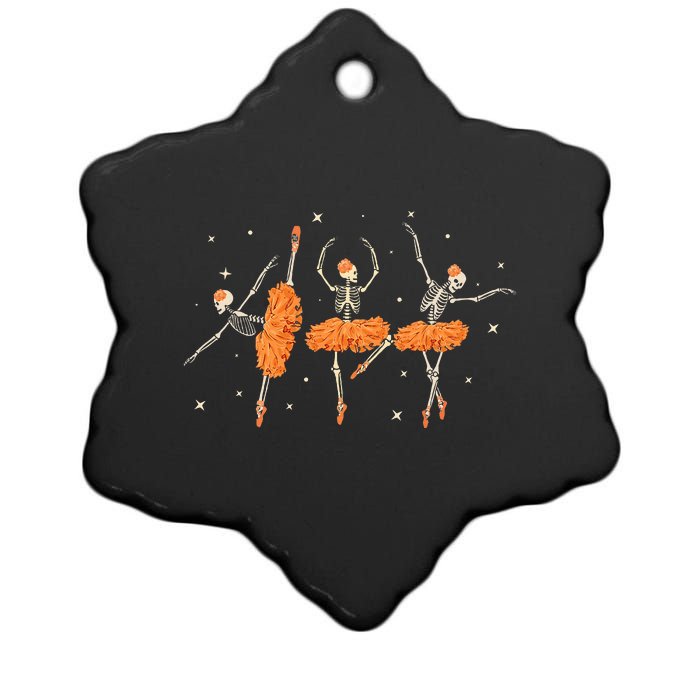 Dancing Skeleton Ballerina Ballet Dance Halloween Ceramic Star Ornament