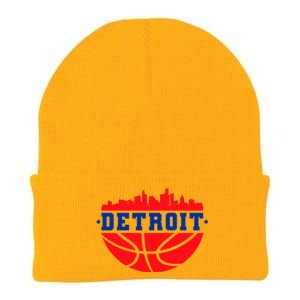 Detroit Skyline Basketball Logo Knit Cap Winter Beanie