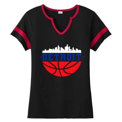 Detroit Skyline Basketball Logo Ladies Halftime Notch Neck Tee