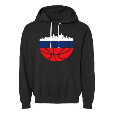 Detroit Skyline Basketball Logo Garment-Dyed Fleece Hoodie