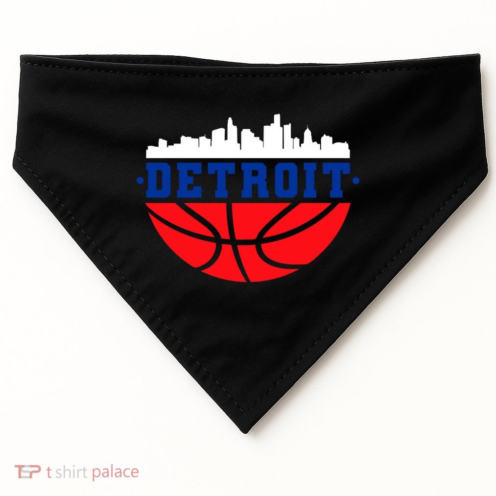 Detroit Skyline Basketball Logo USA-Made Doggie Bandana