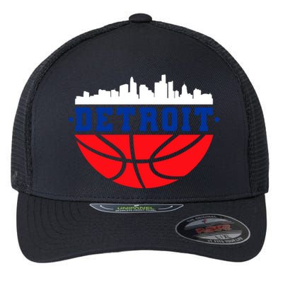 Detroit Skyline Basketball Logo Flexfit Unipanel Trucker Cap