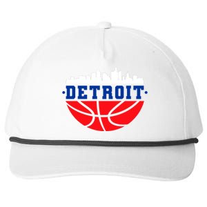 Detroit Skyline Basketball Logo Snapback Five-Panel Rope Hat