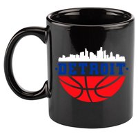 Detroit Skyline Basketball Logo 11oz C Handle Ceramic Mug